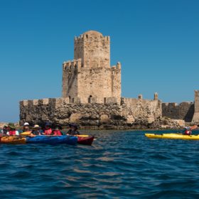 castle sea kayak Methoni kids