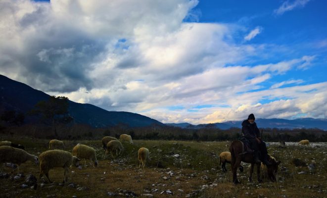 Olymbos mountain Greece kids shepherd