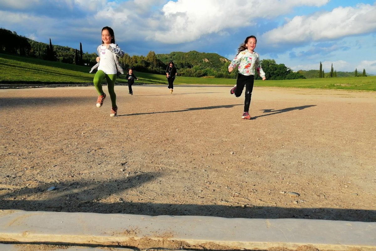 ancient olympia stadium kids run
