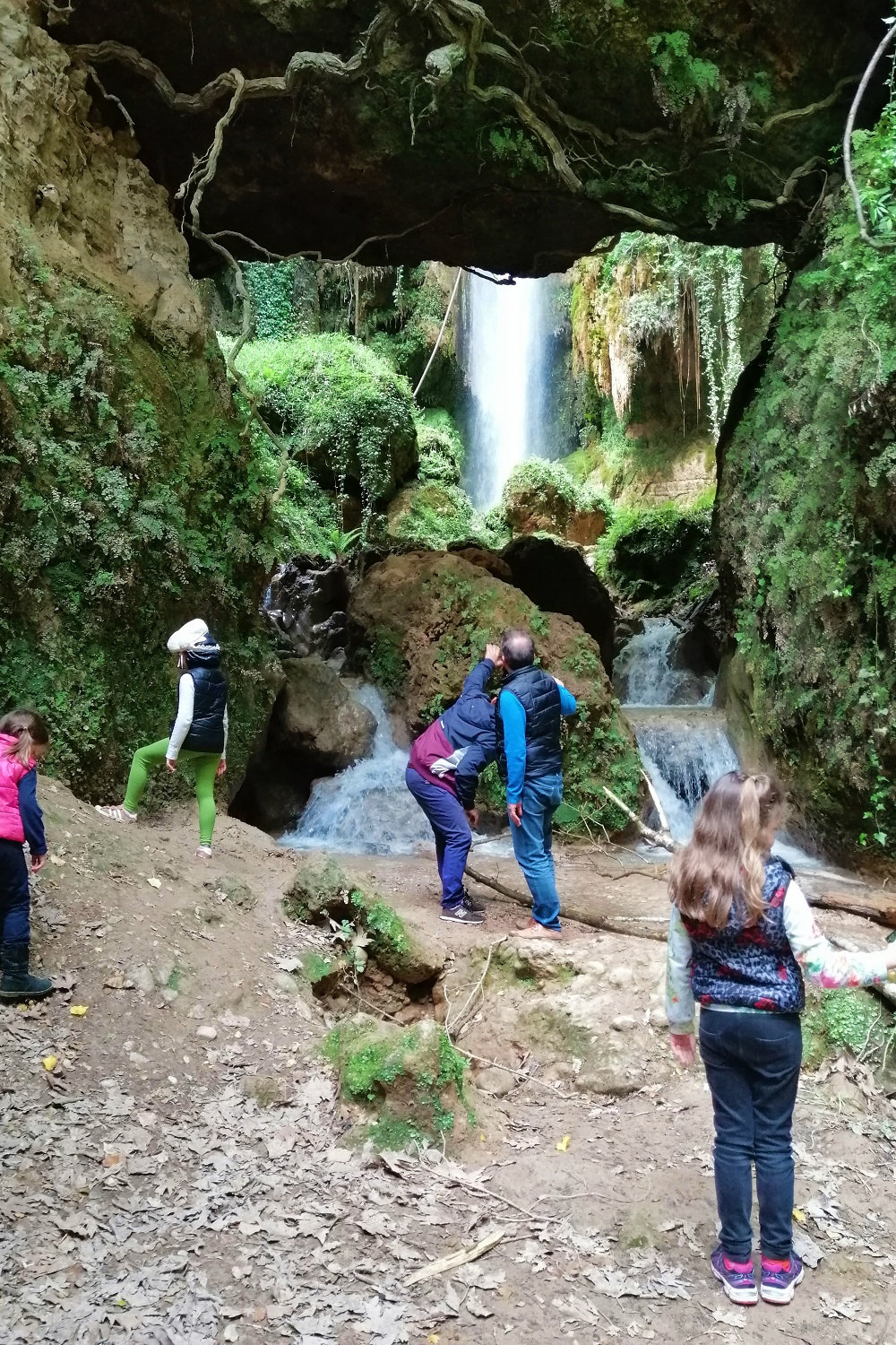 family waterfalls peloponnese
