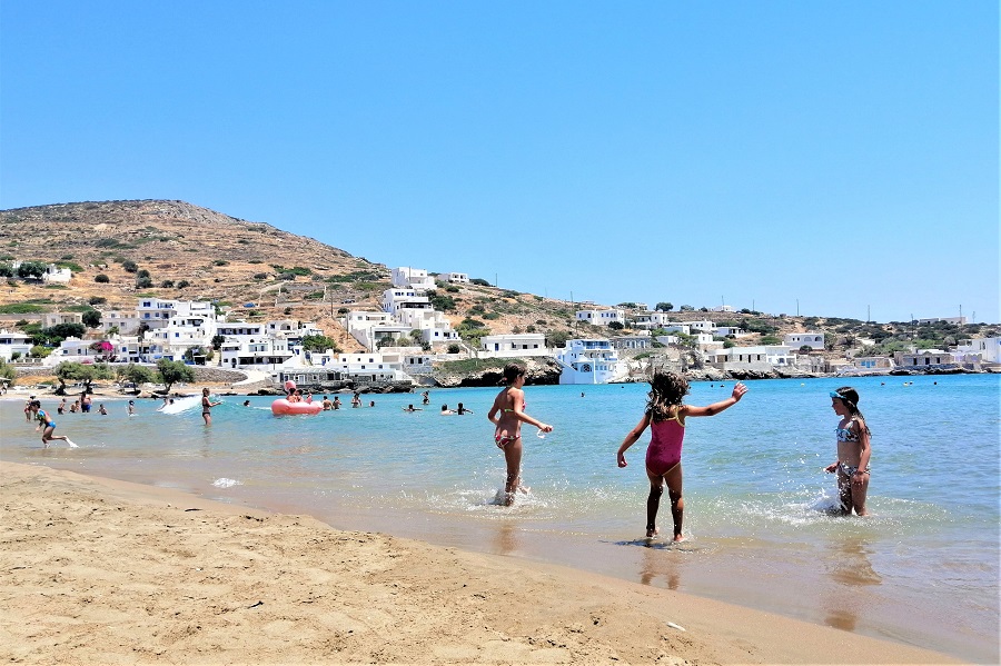 sikinos beach kids greek islands